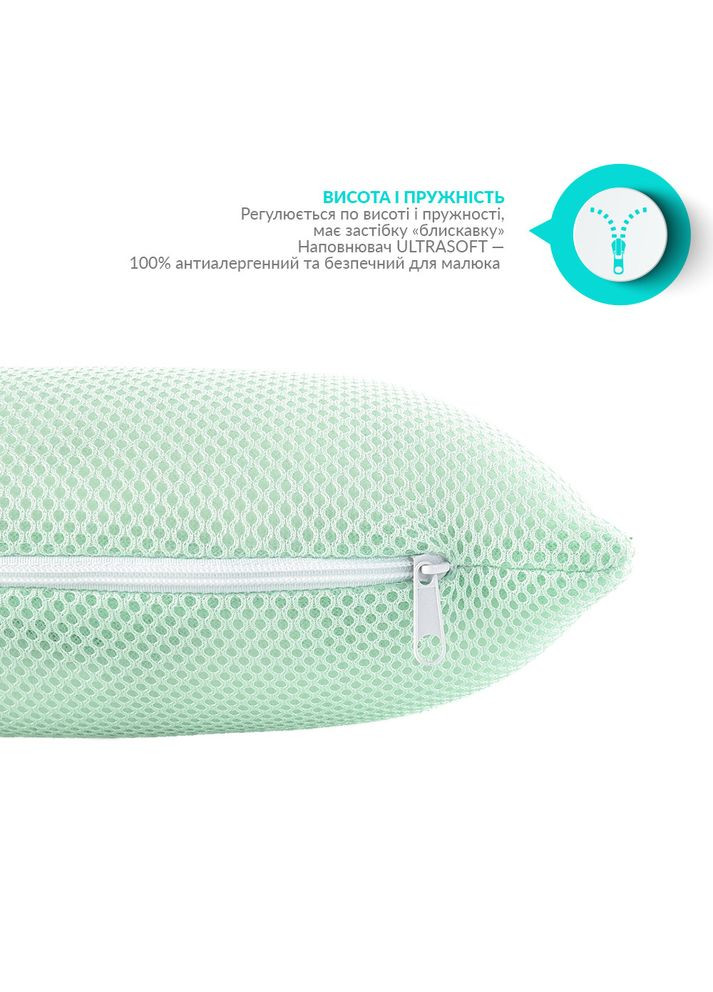 Подушка детская с наволочкой 25х26х8/2 см ортопедическая искусственный пух мята дышащая PAPAELLA (343053453)