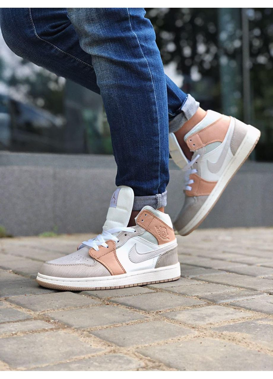 Сірі Осінні кросівки чоловічі nike air jordan 1 retro mid milan найк аір джордан No Brand