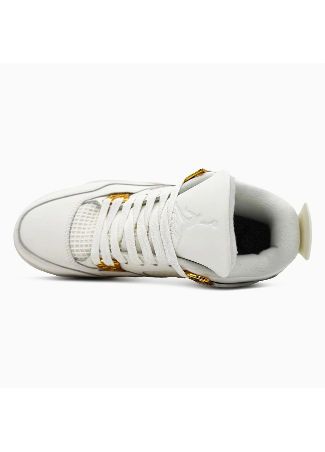 Кроссовки женские и мужские Nike Air Jordan 4 Retro metallic gold white | Найк Аир Джордан 4 Ретро белые No Brand белые демисезоны (400121957)