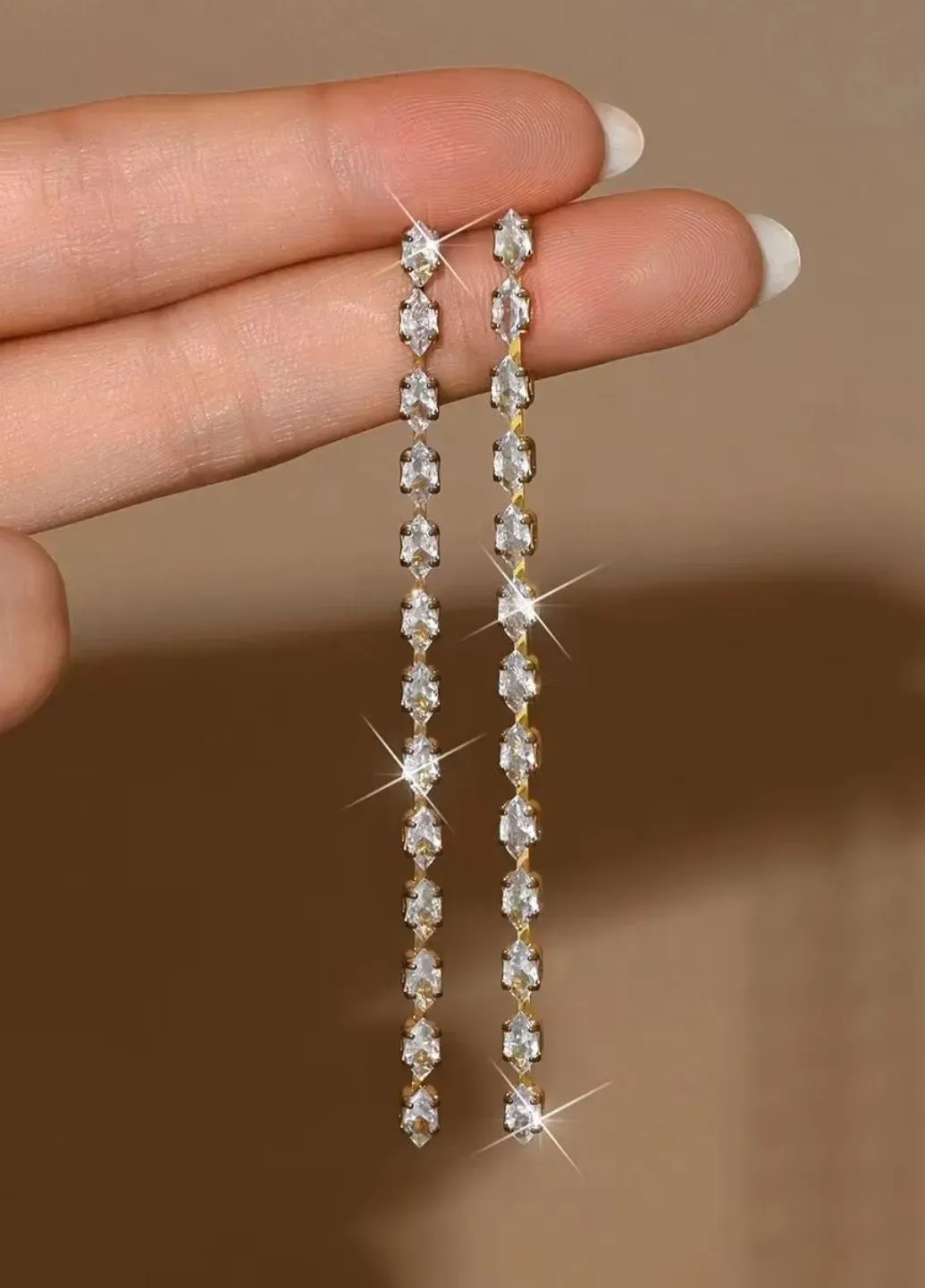 Сережки женские длинные с камушками Fashion Jewelry (406967070)