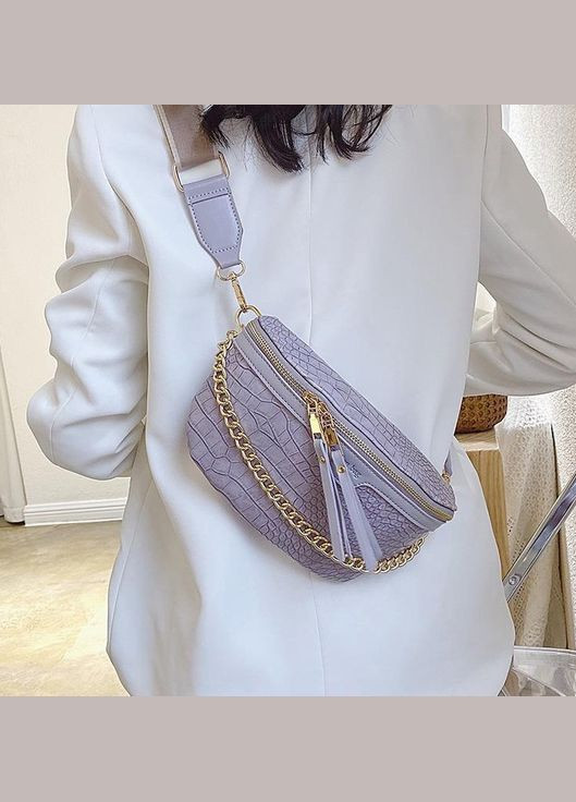 Жіноча сумка слінг бананка міні сумочка на груди екокожа зміїна фіолетова (sku_1103Ф) No Brand (330575640)