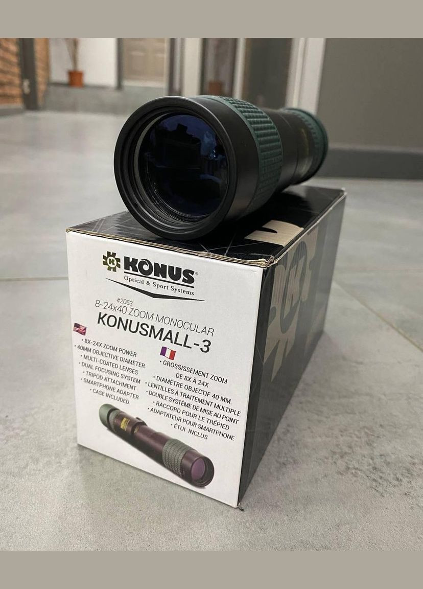 Монокуляр KonuSmall-3 8-24x40, смартфон-адаптер, чохол, ремінець, захисні кришки Konus (339076921)