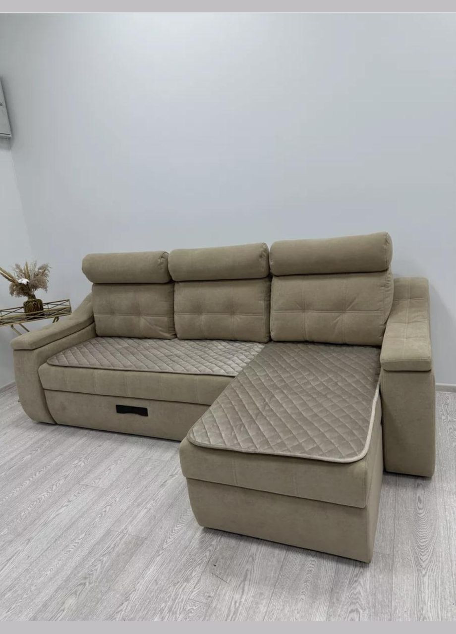 Набір накидок на диван 3в1 90х210 та 2шт 90х160 Капучино (П4К-am-divandek-0015) No Brand (323160879)