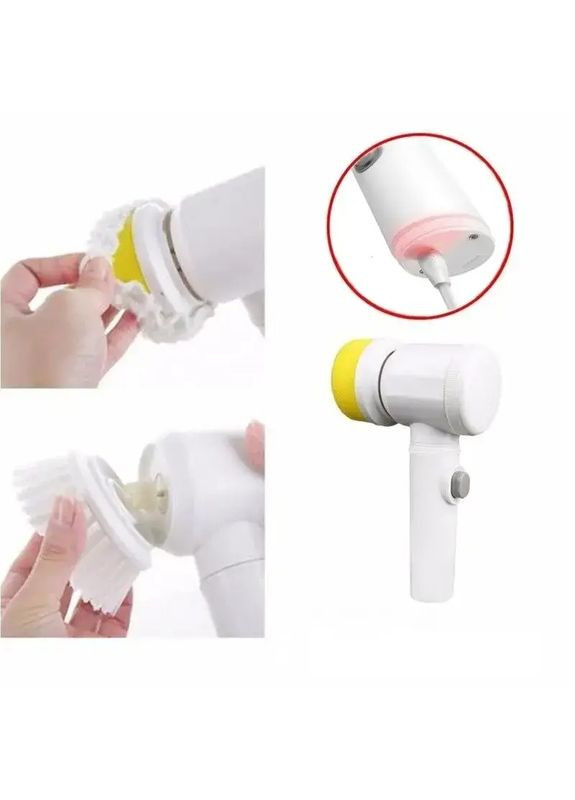 Электрическая щетка для мойки и различных поверхностей аккумуляторная с насадками White No Brand (350349248)