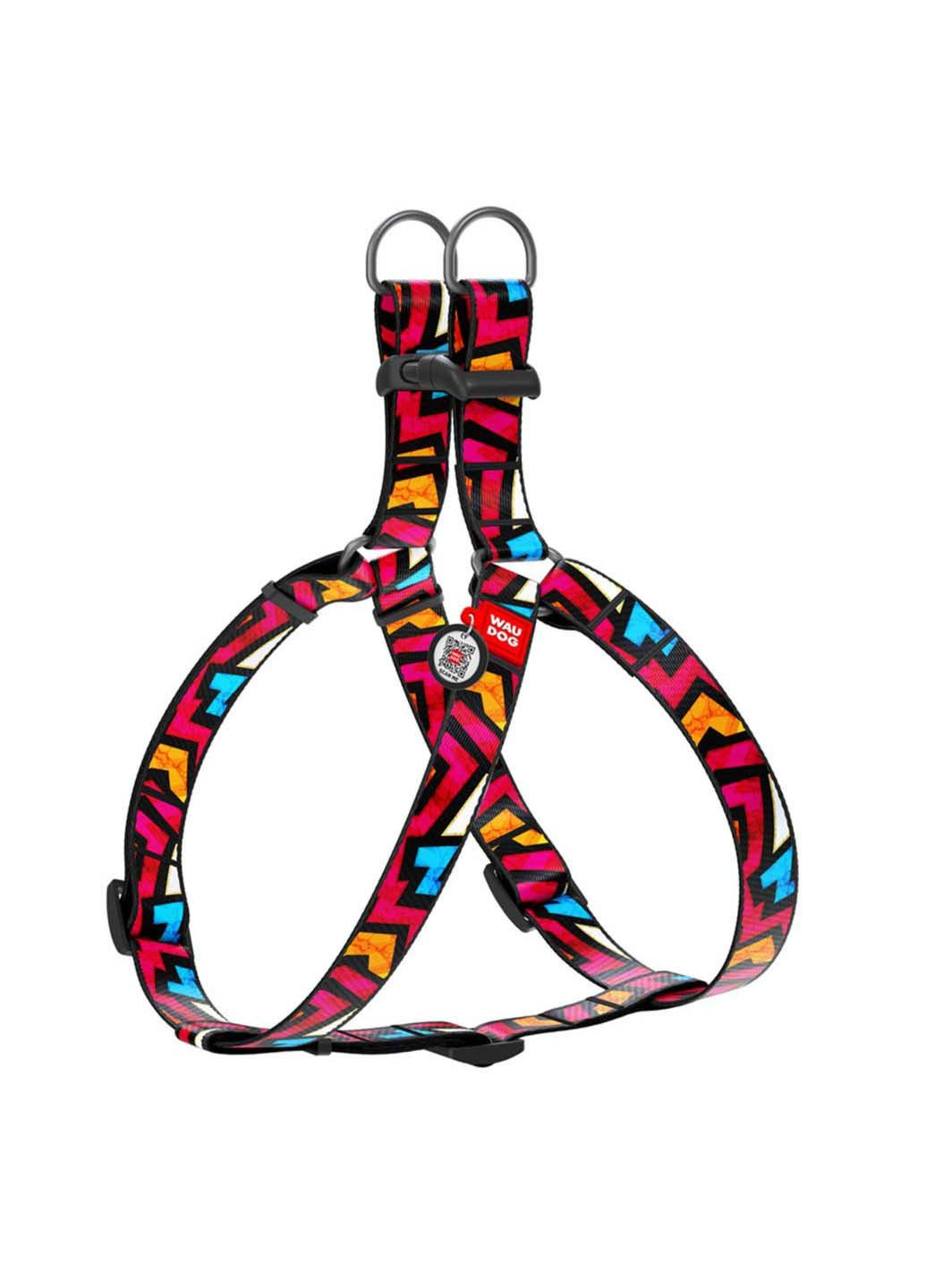 Шлея для собак анатомічна Nylon Графіті пластиковий фастекс Ш 15 мм Дл 40-55 см WAUDOG (292175087)