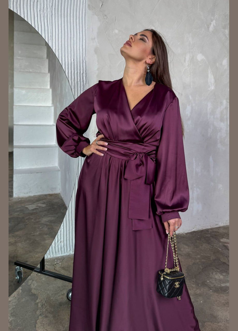 Бордовое праздничный, вечернее платье цвета марсала из шелка Jadone Fashion однотонное