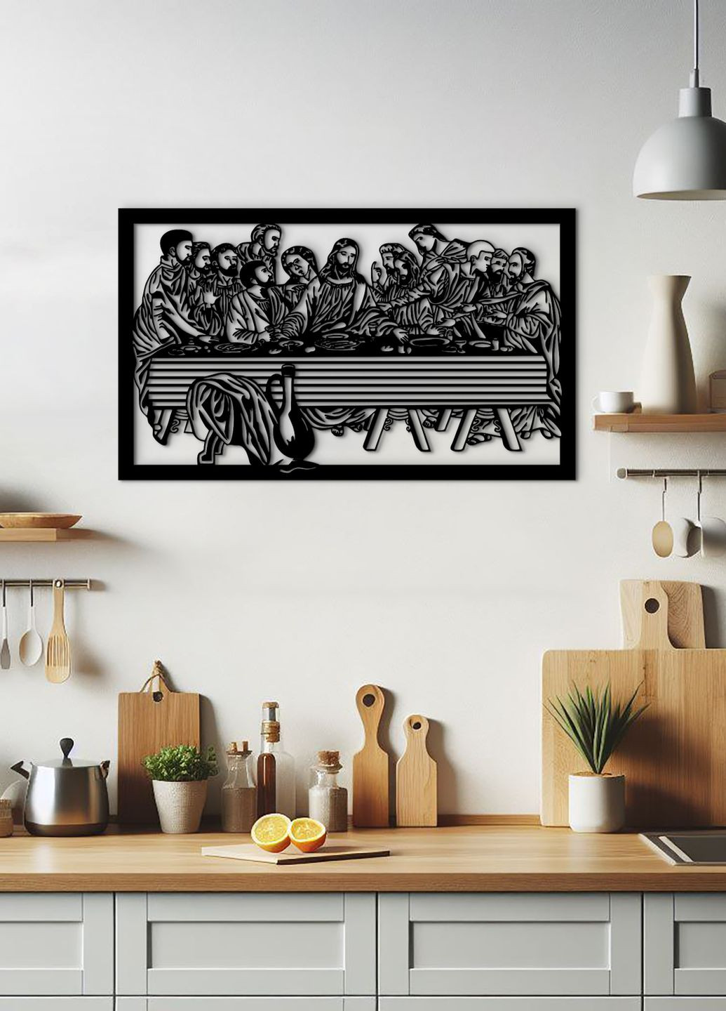 Декоративное панно из дерева, деревянная картина на стену "Тайна вечеря", минималистичный стиль 30х18 см Woodyard (292013443)