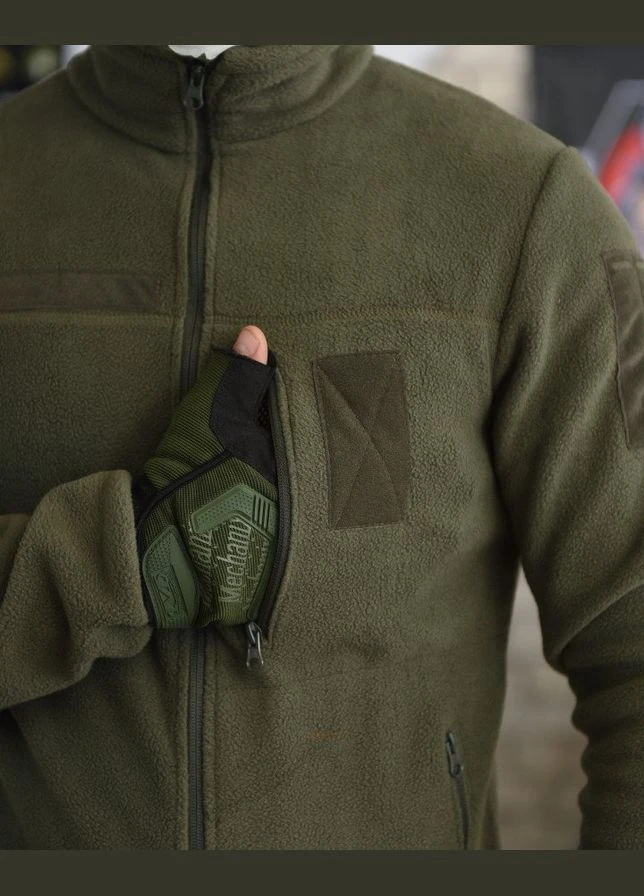 Тактична флісова кофта Patriot Олива чоловіча військова фліска з щільним поларом і велкро No Brand (337464456)