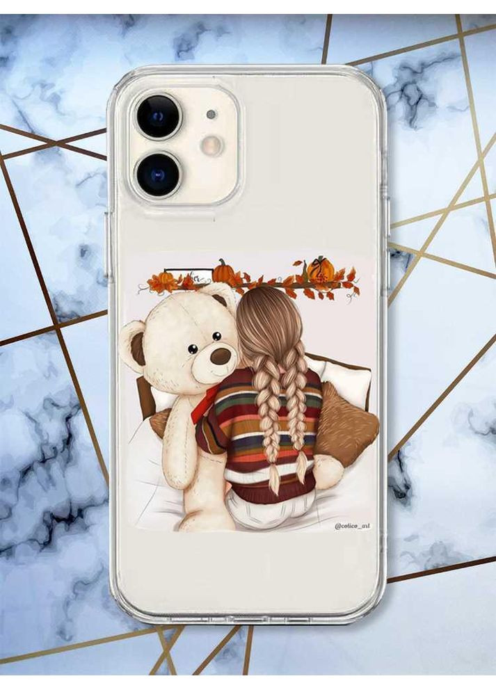 Прозорий чохол на iPhone 12 mini дизайн Дівчинка з ведмедиком принт 117 Creative (359500028)