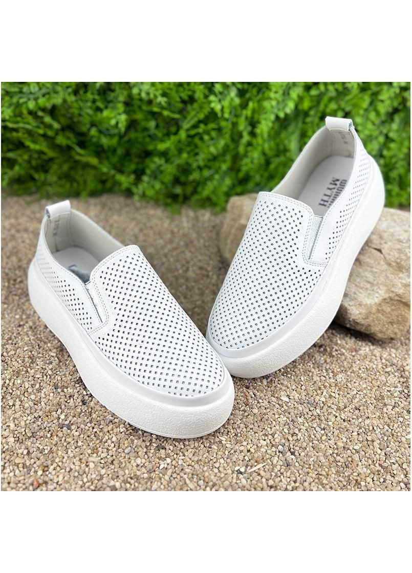 Белые жiночi шкiрянi лофери iмiтацiя перфорацii е-0010152-1 бiлi Kadisailun