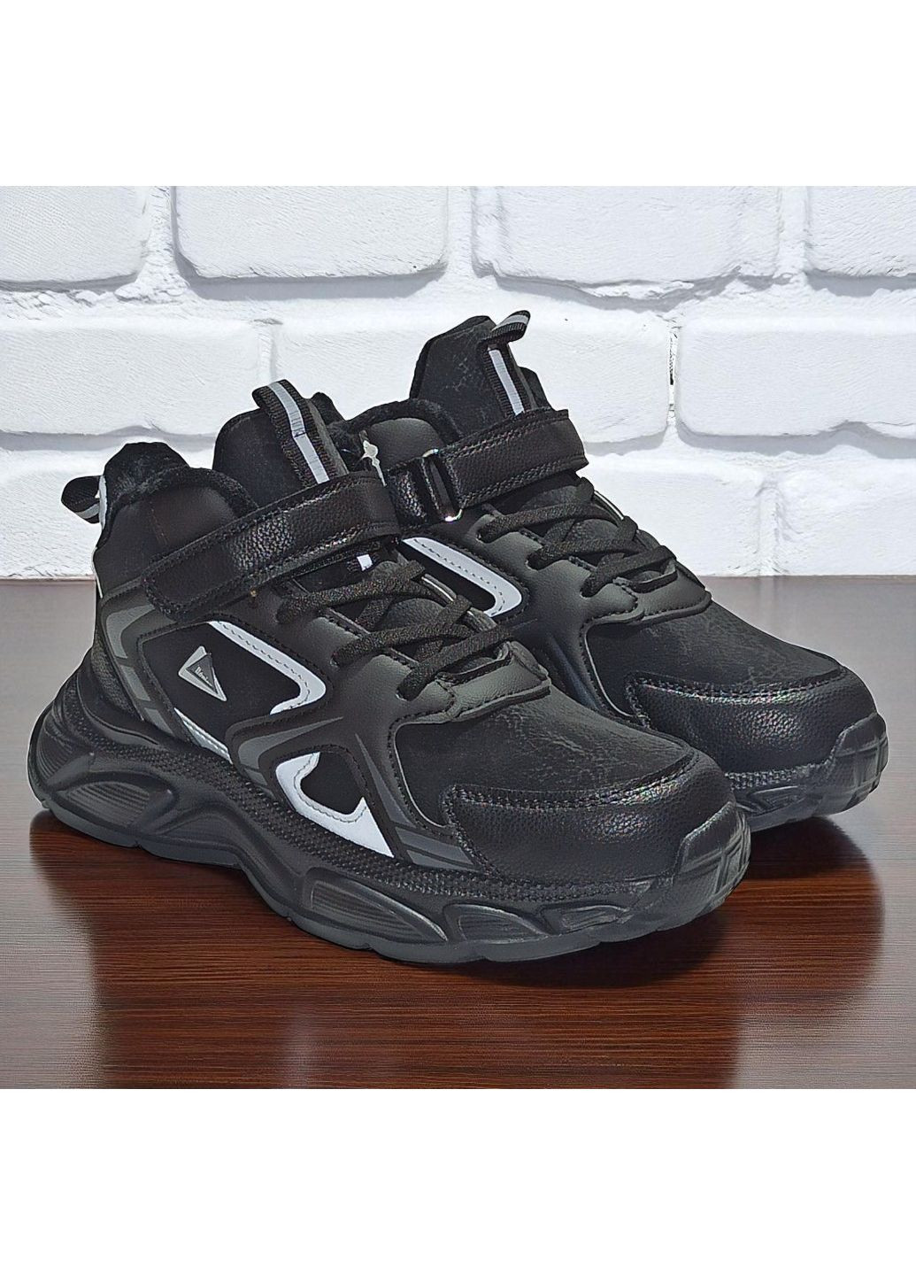 Чорні Осінні утеплені демісезонні кросівки хайтопи на флісі на липучках для хлопчика піділтка Tom.M