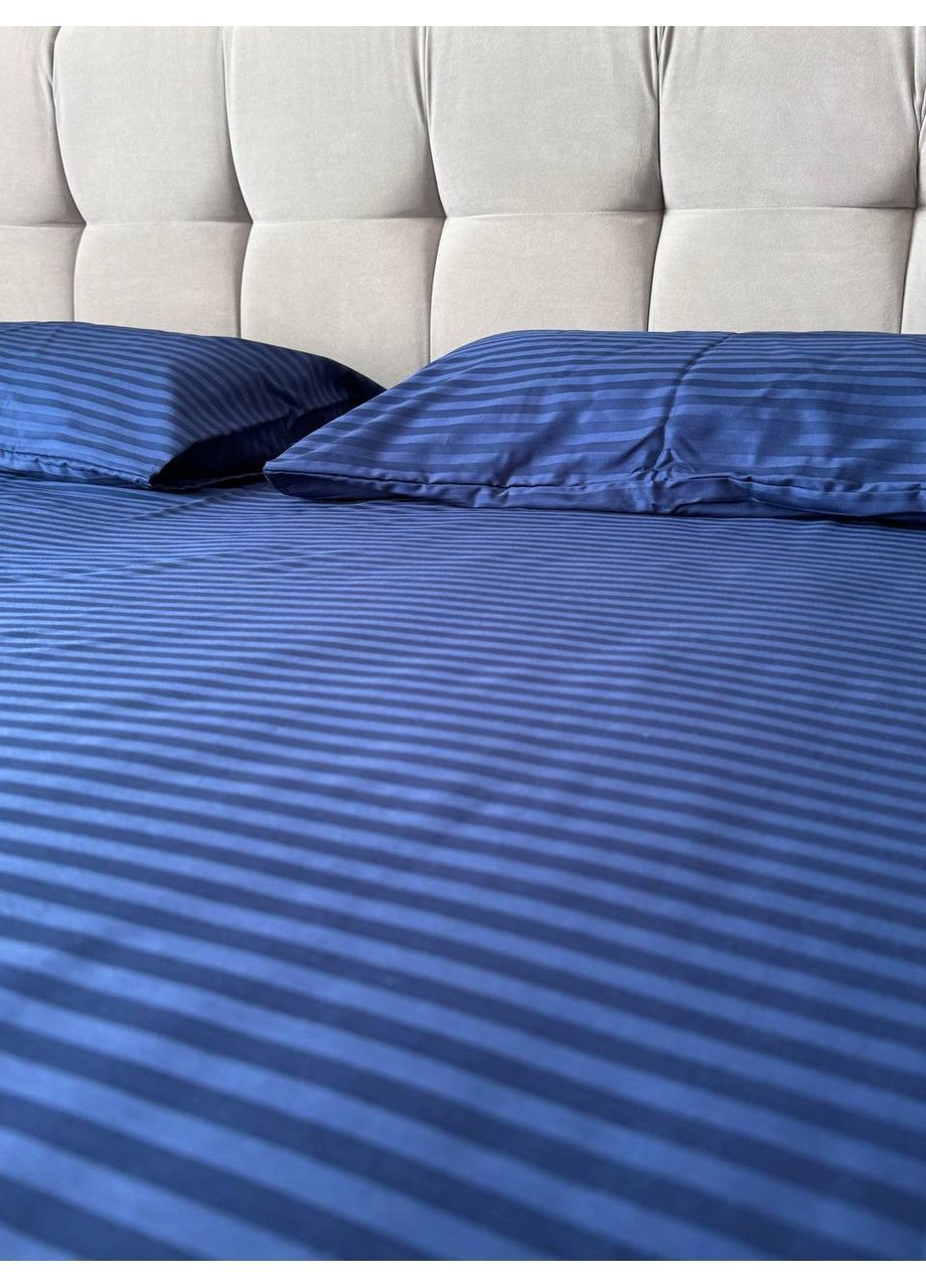 Комплект постельного белья двуспальный No Brand сірий страйп (370864787)
