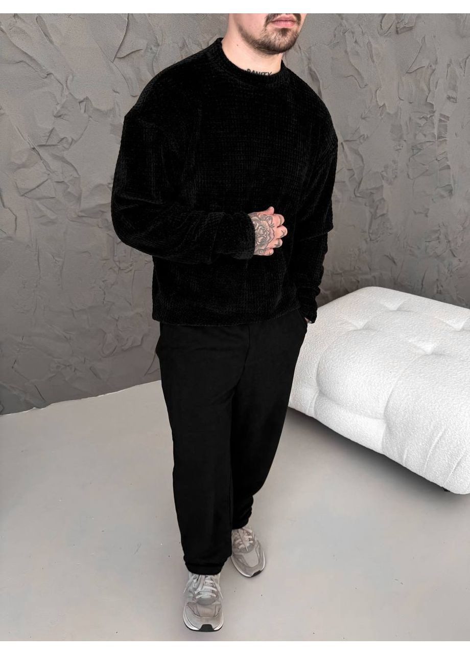 Черный мужской оверсайз свитер No Brand