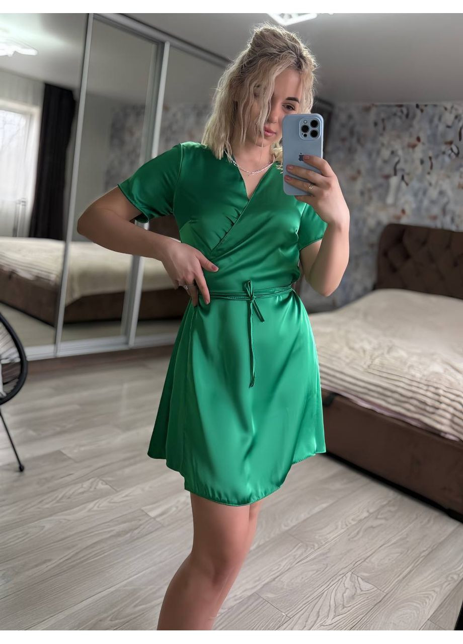 Зеленое повседневный платье DK/DL Мода без кордонів однотонное