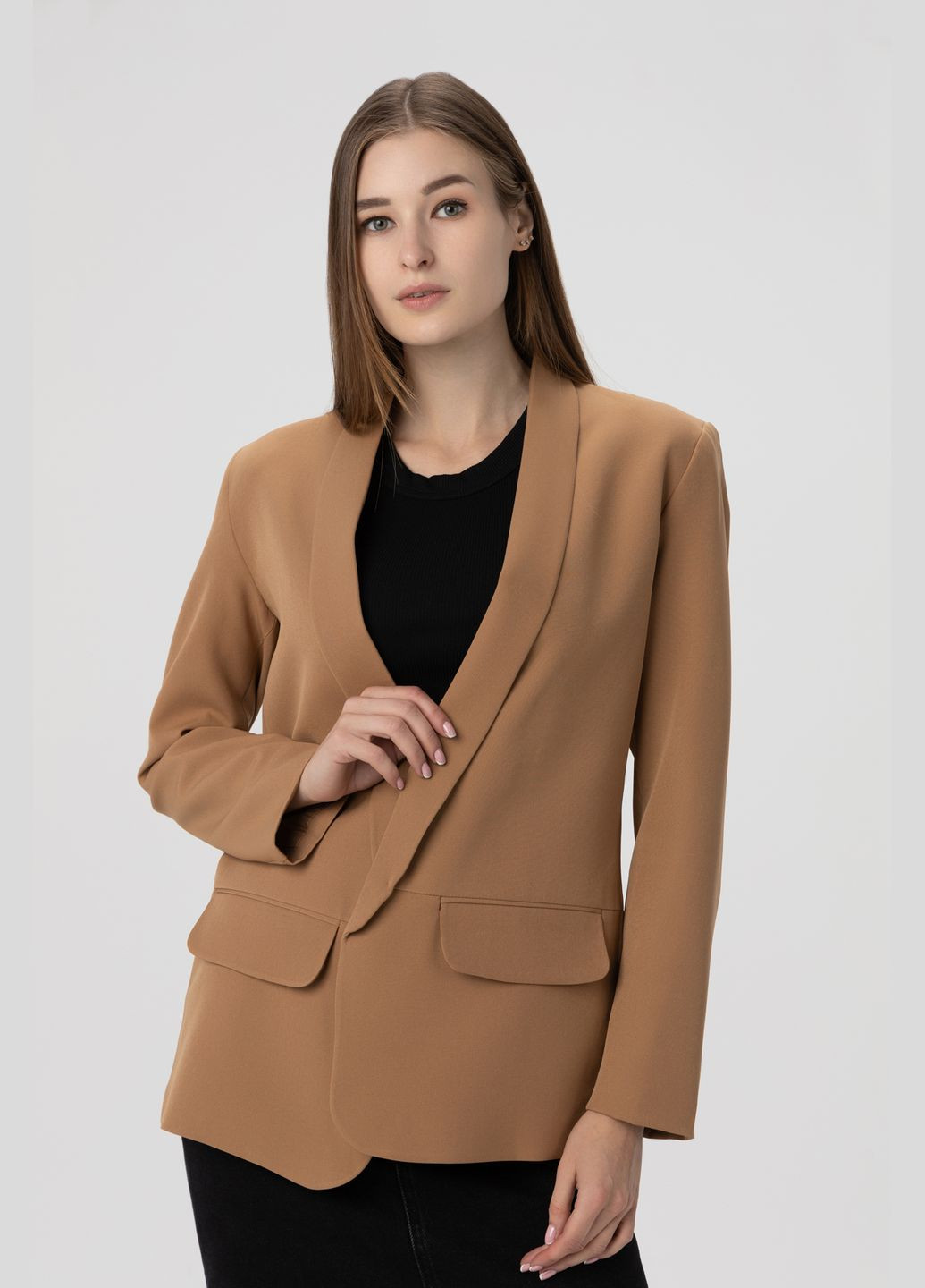 Бежевый женский пиджак 2429 Miss Esta - всесезон