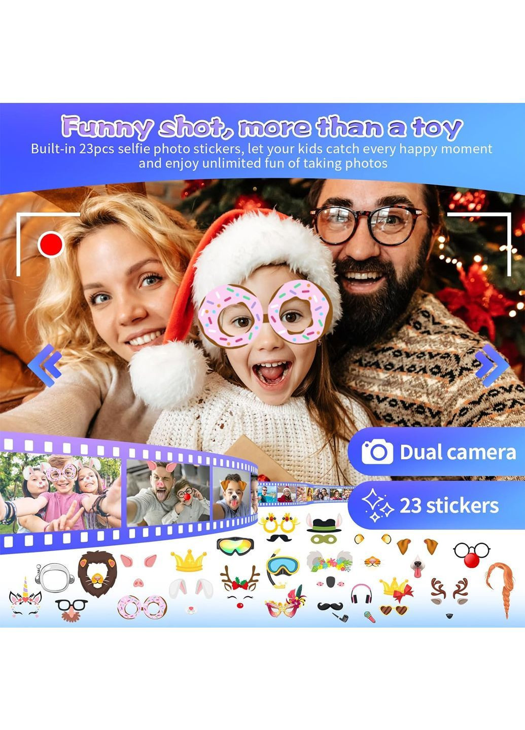 Дитячий смартфон з фото/аудіо/відео, трекером звичок та іграми синій Amazon (372840935)