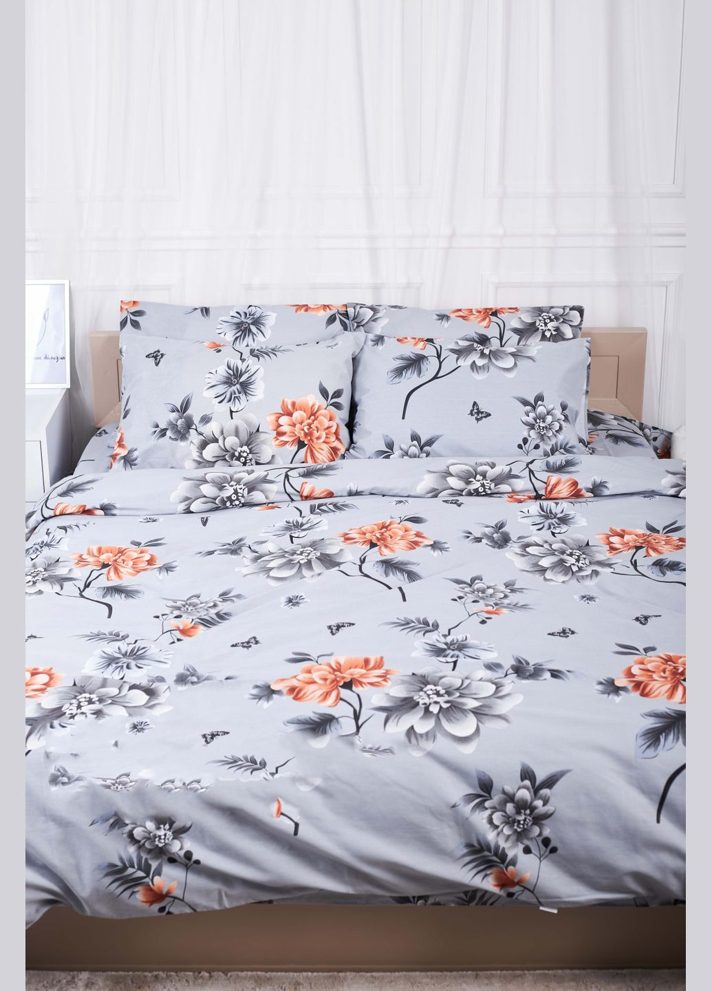 Комплект постельного белья семейный 160х220х2 наволочки 4х70х70 Ranforce Elite (MS-820000104) Moon&Star Piwonie (284416435)