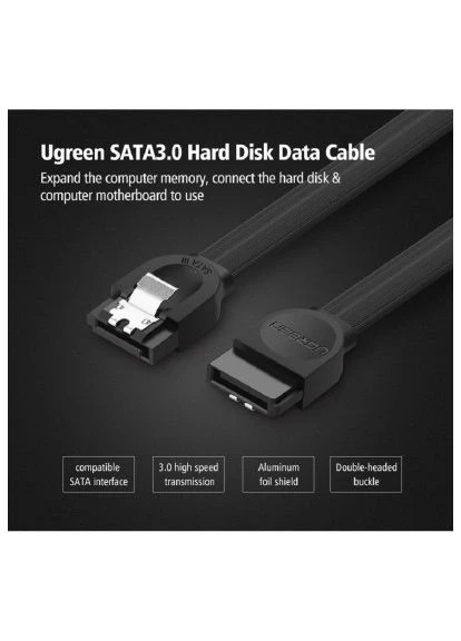 Кабель для передачі даних SATA 3 Data Cable 0.5m US217 Black (30796) Ugreen (397593931)
