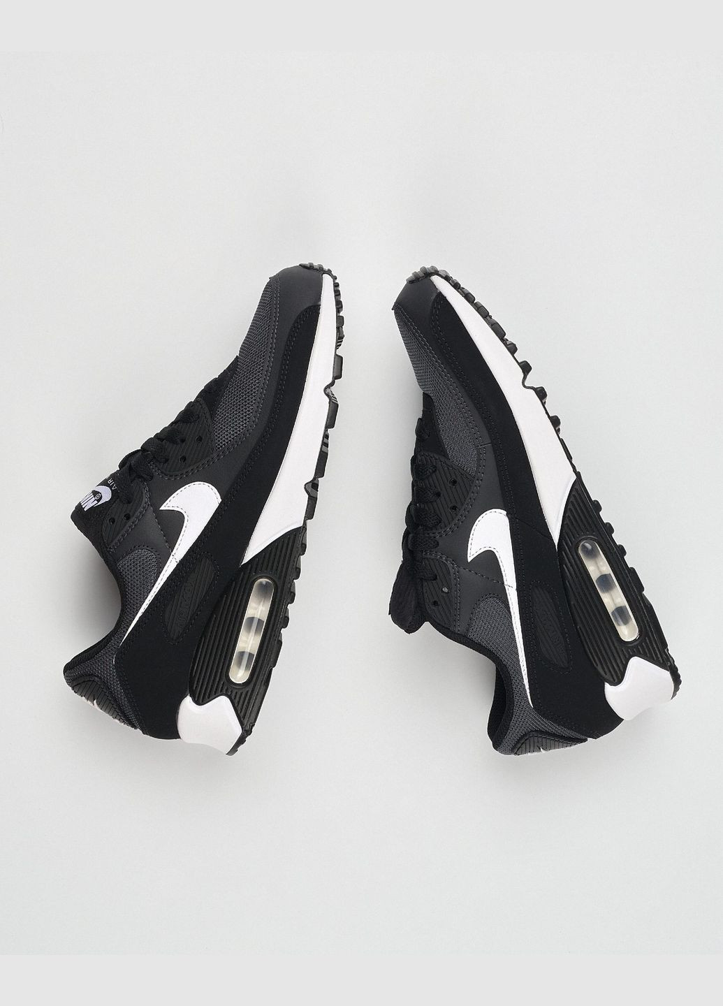 Белые всесезонные мужские кроссовки air max 90 cn8490-002 весна-осень кожа текстиль черные Nike