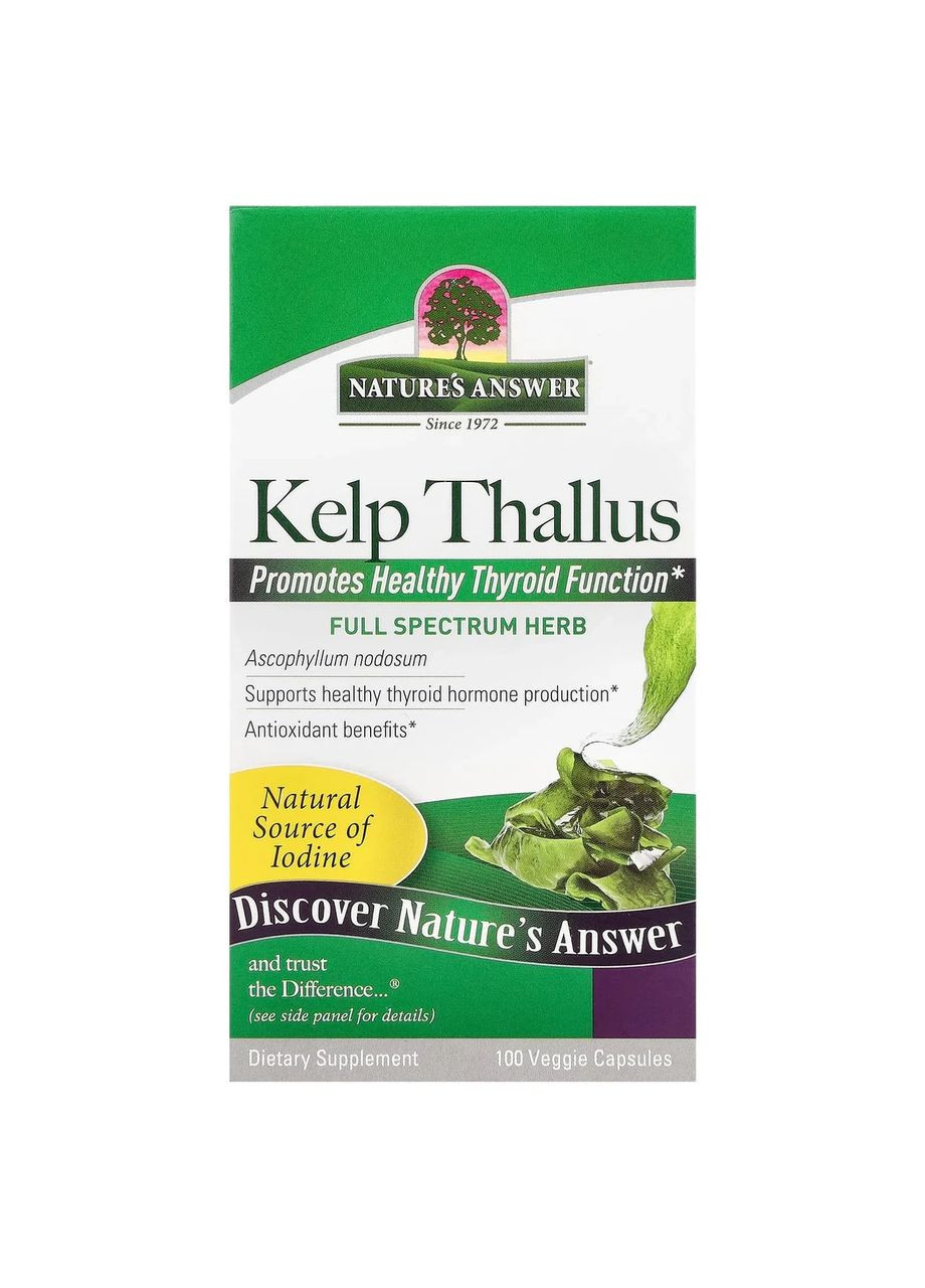 Бурые водоросли (Kelp Thallus) 100 капсул Nature's Answer (361117134)