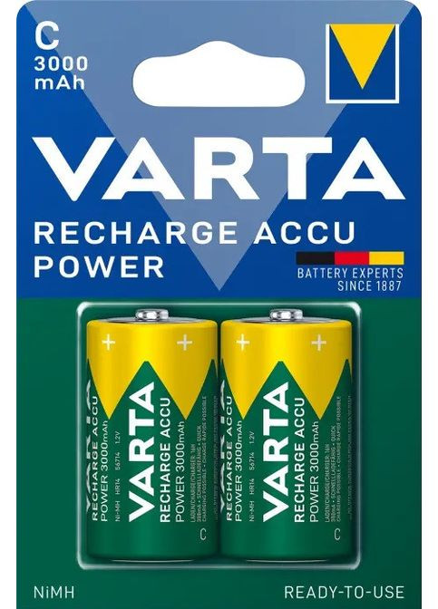 Акумулятор Rechargeable Accu C/R14 1.2V 3000 mAh (2шт) Varta (370625382)