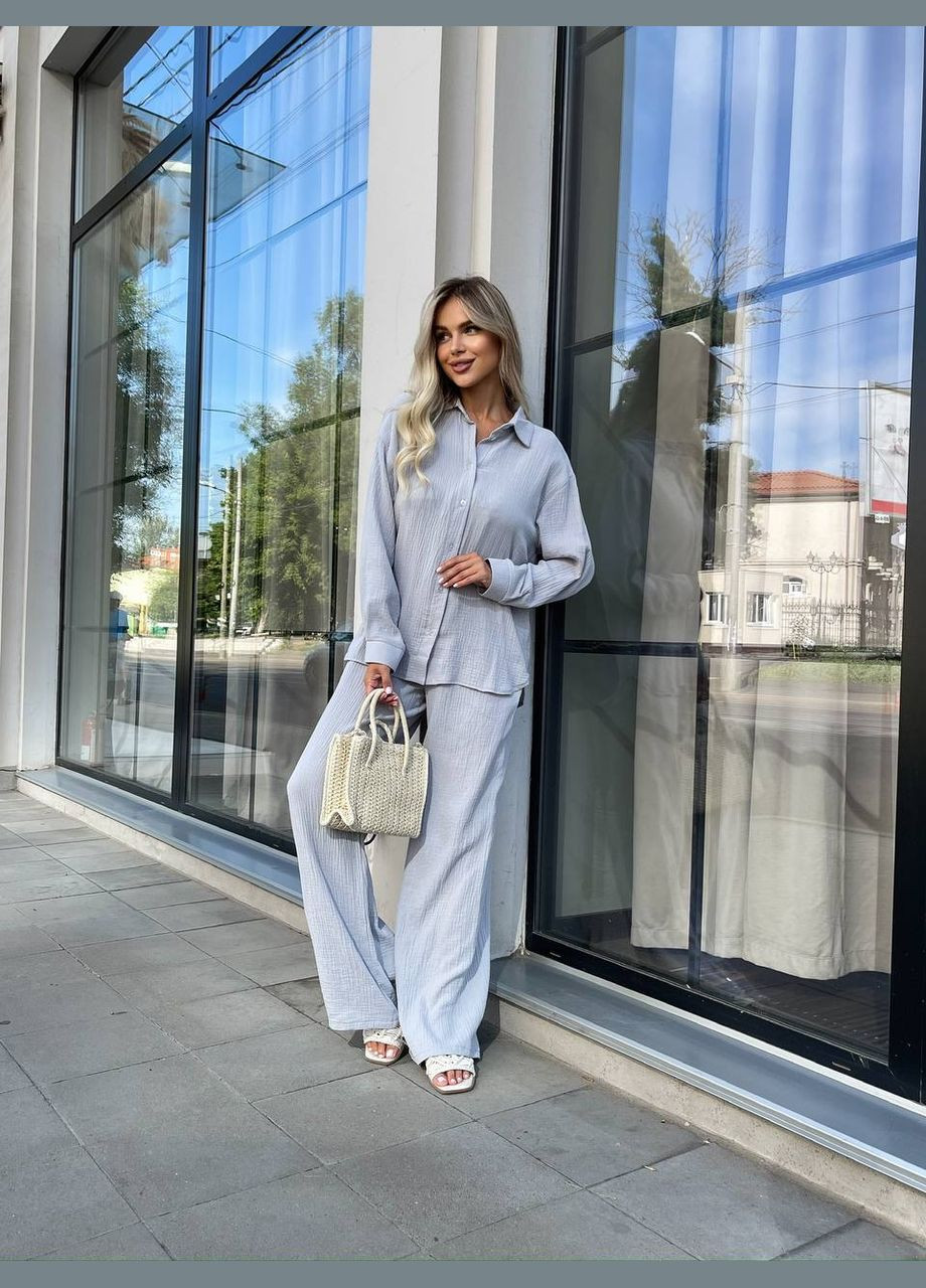 Женский Брючный тройка серый No Brand костюм (322301252)