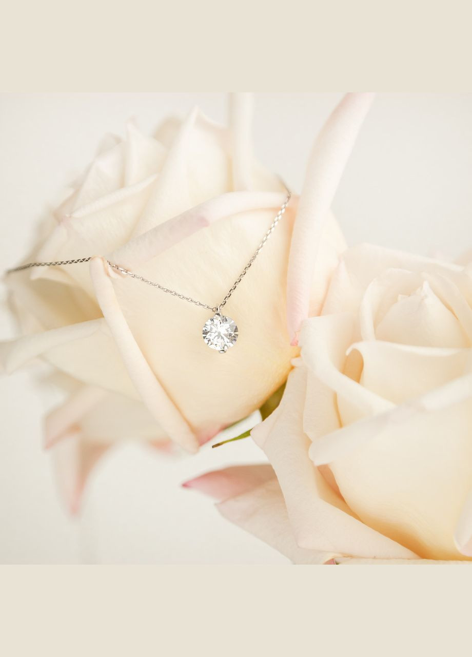 Срібне кольє мінімалістичне Каміньчик з ніжною закрепкою на ланцюжку No Brand (362177008)