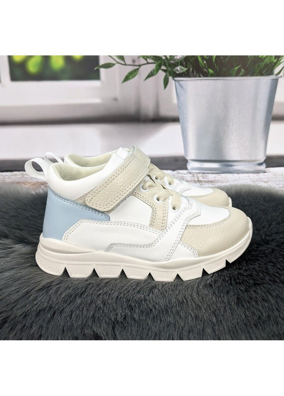 Черевики дитячі для дівчинки білі з бежевим шкіряні демісезонні Мальви (345064246)