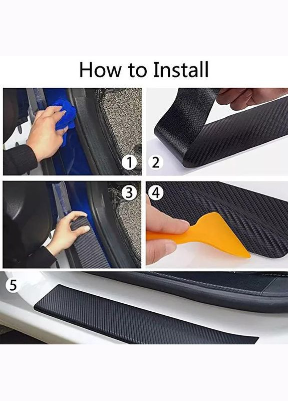 Захисна вінілова стрічка 5см х 3м, вуглецеве волокно, колір карбон. молдинг для дверей, порога, кузова. No Brand (362345683)