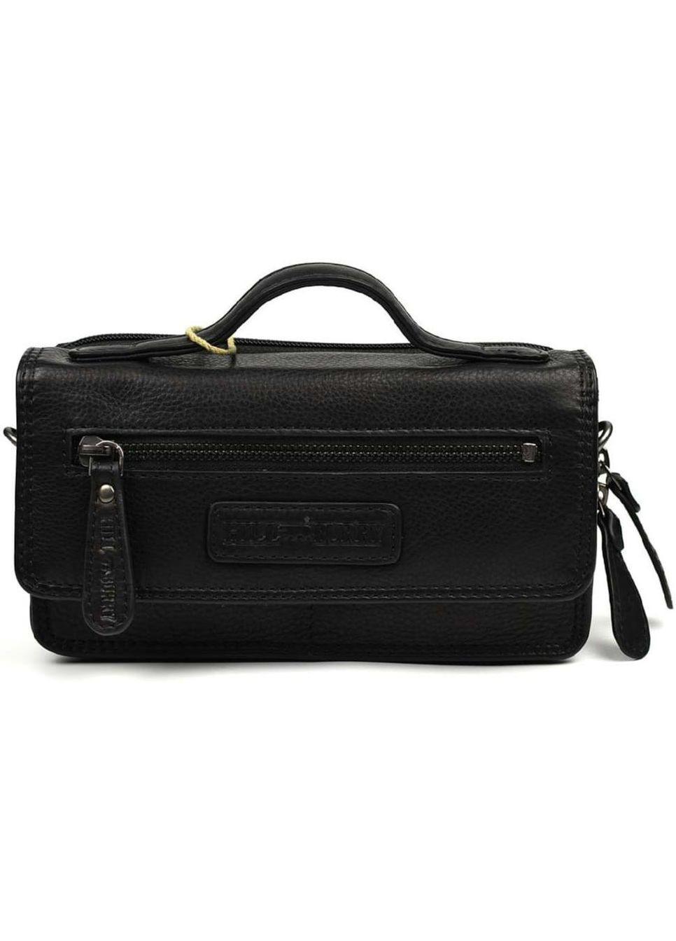 Сумка барсетка з ручкою чоловіча з натуральної шкіри маленька Hill&Burry Чорний 37672 HILL BURRY (353689869)