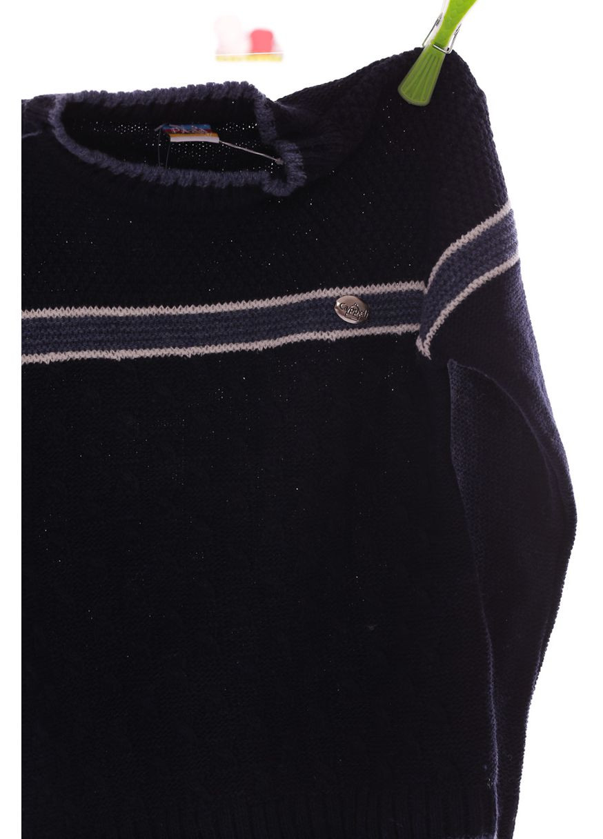 Синій зимовий светр для хлопчика в'язаний із смужкою темно синій 110 см (26822) BABYKROHA