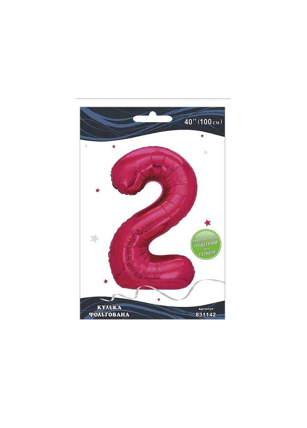 Шарик фольгированная цифра 40 (100 см) 2 фуксия ТМ PELICAN (327429574)