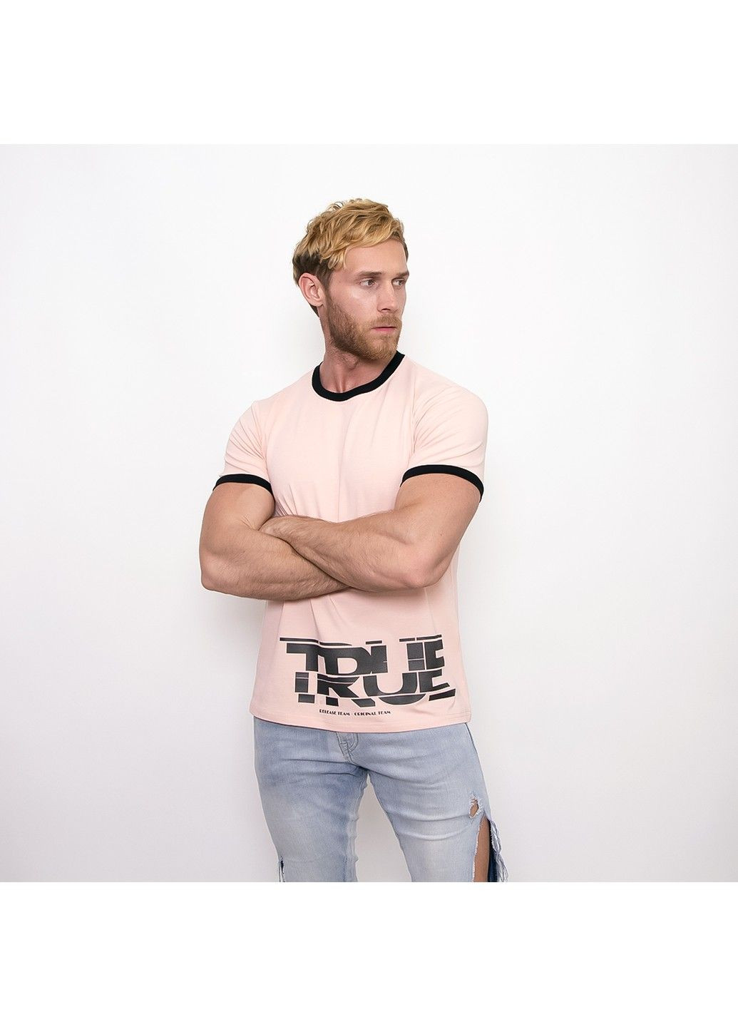 Розовая мужская футболка true розовая Teamv