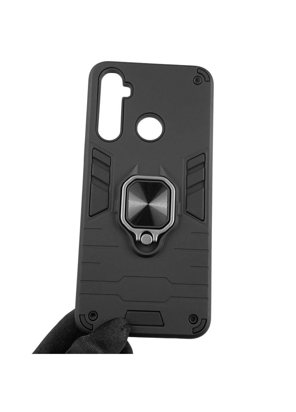 Чехол для телефона 5s бронированный с магнитным кольцом-держателем на реалми 5с чёрный Realme (366235817)