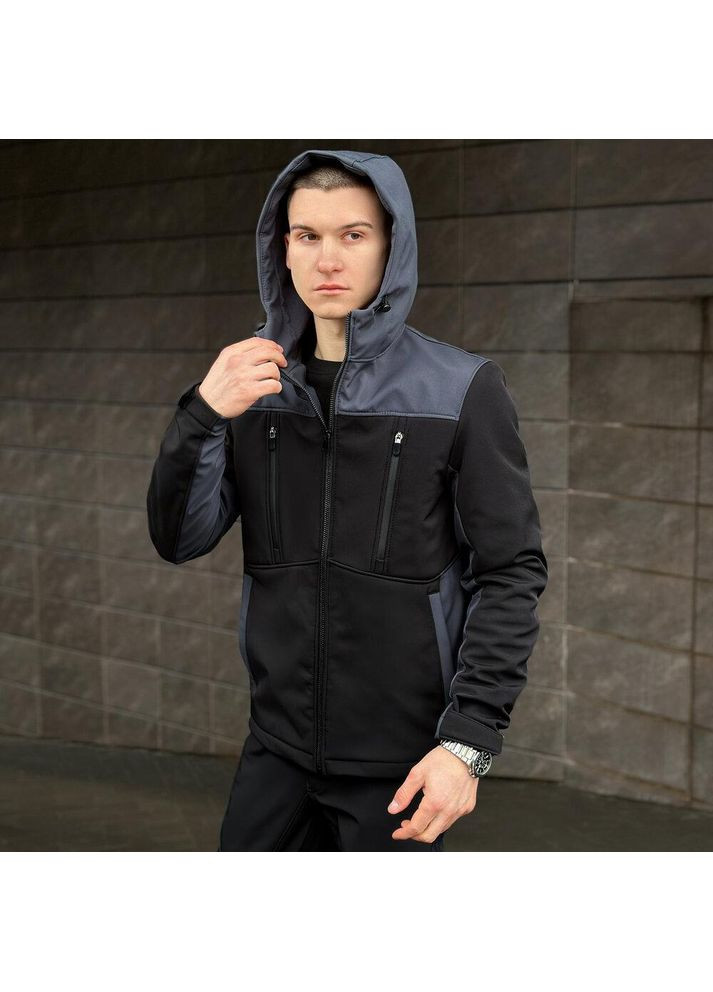 Синя демісезонна стильна та практична куртка з матеріалу soft shell Vakko