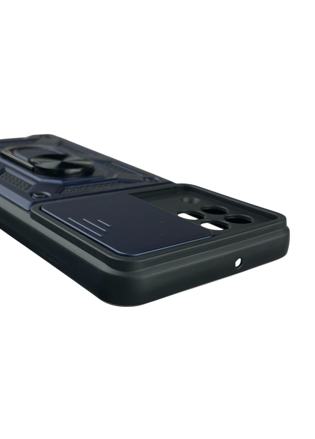 Чехол для Galaxy A22 (SM-A225) бронированный с кольцом со шторкой на самсунг а22 тёмно-синий rg1 Samsung (366231027)