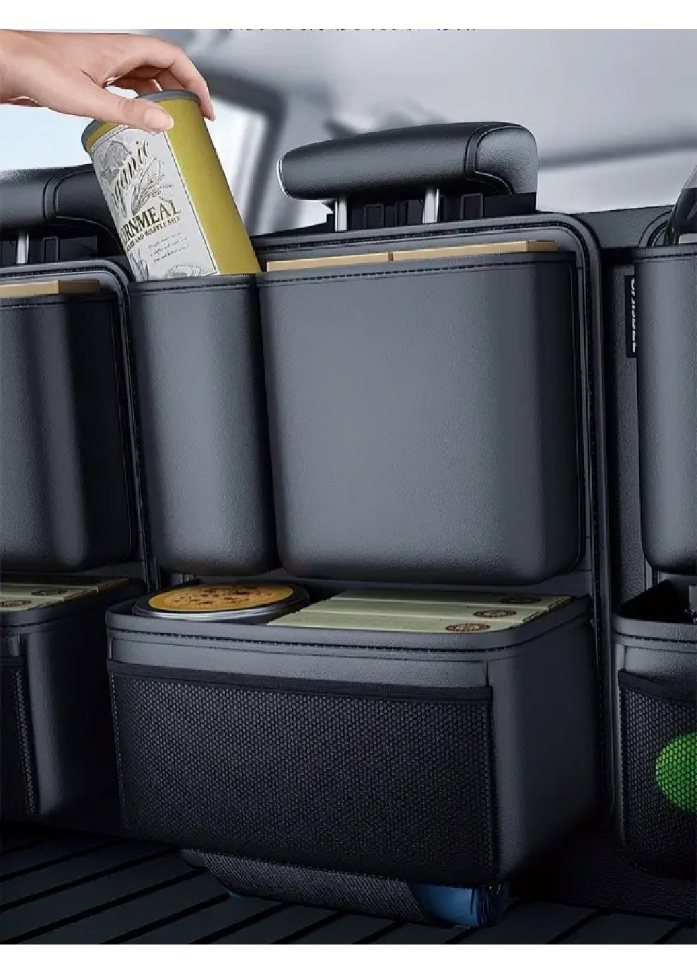 Комплект набор органайзеров на спинку сиденья в багажник машины автомобиля 3 штуки искусственная кожа (480288-Prob) Черный Unbranded (333141108)