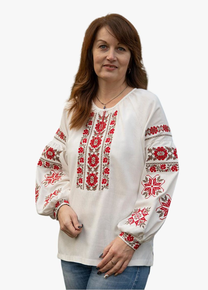 Молочная вышиванка женская льняная классическая молочная Україна лен (316262060)
