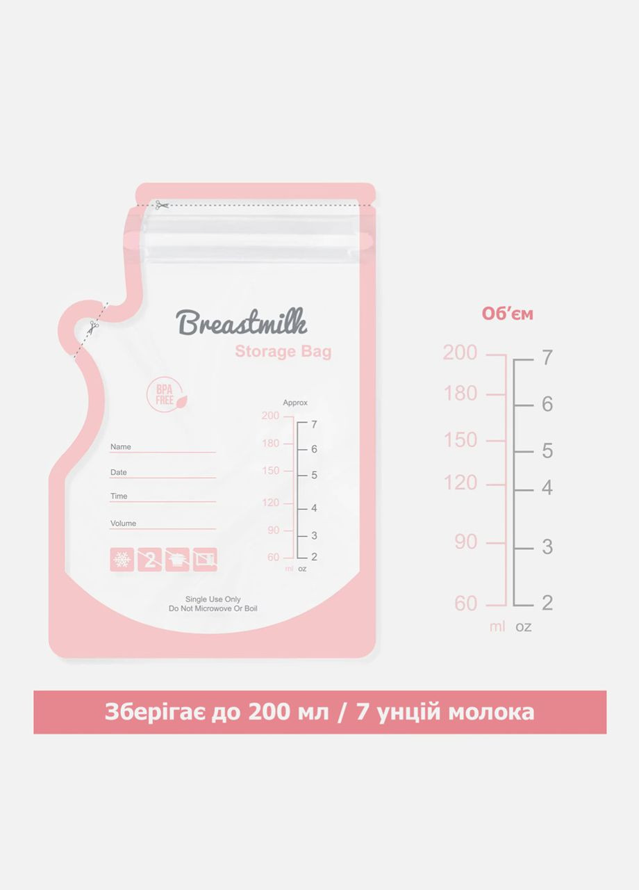 Пакеты для хранения грудного молока розовые 50 штук No Brand (320372500)