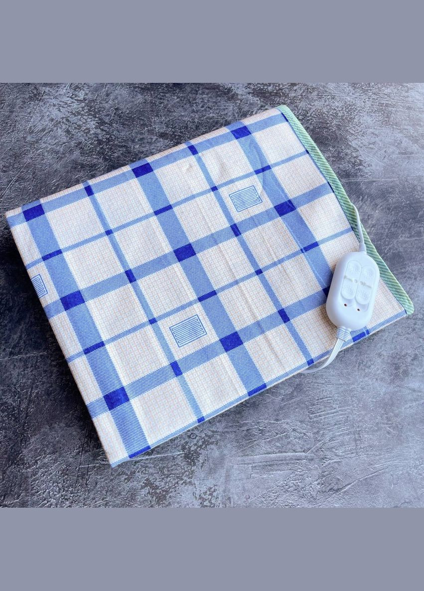 Электропростынь двуспальная с двумя зонами с цветным рисунком Байка Турция 155x170 см 55222 Клетка Синяя Lux (337093741)