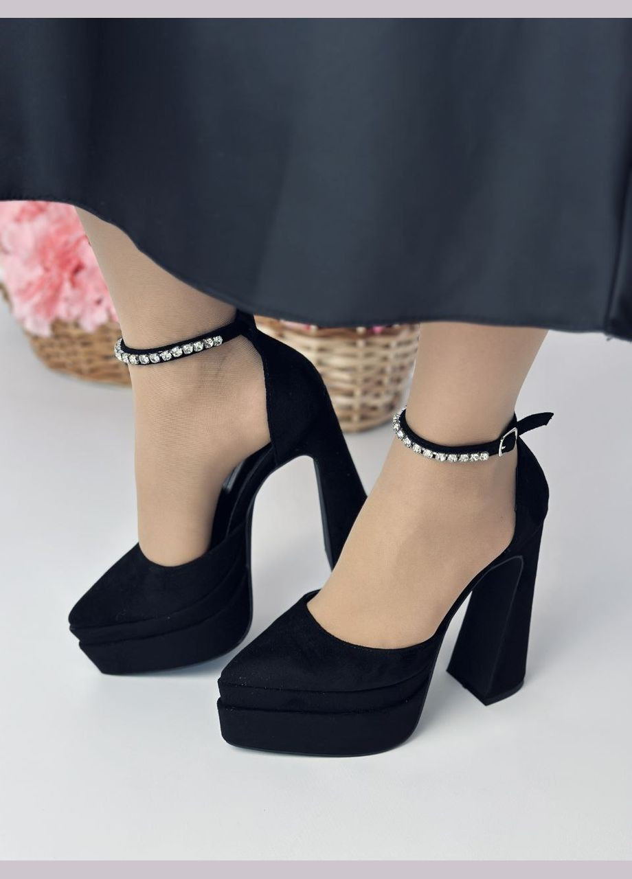 No Brand Ефектні жіночі туфлі чорний з штучна замша, — демісезон (322999158)