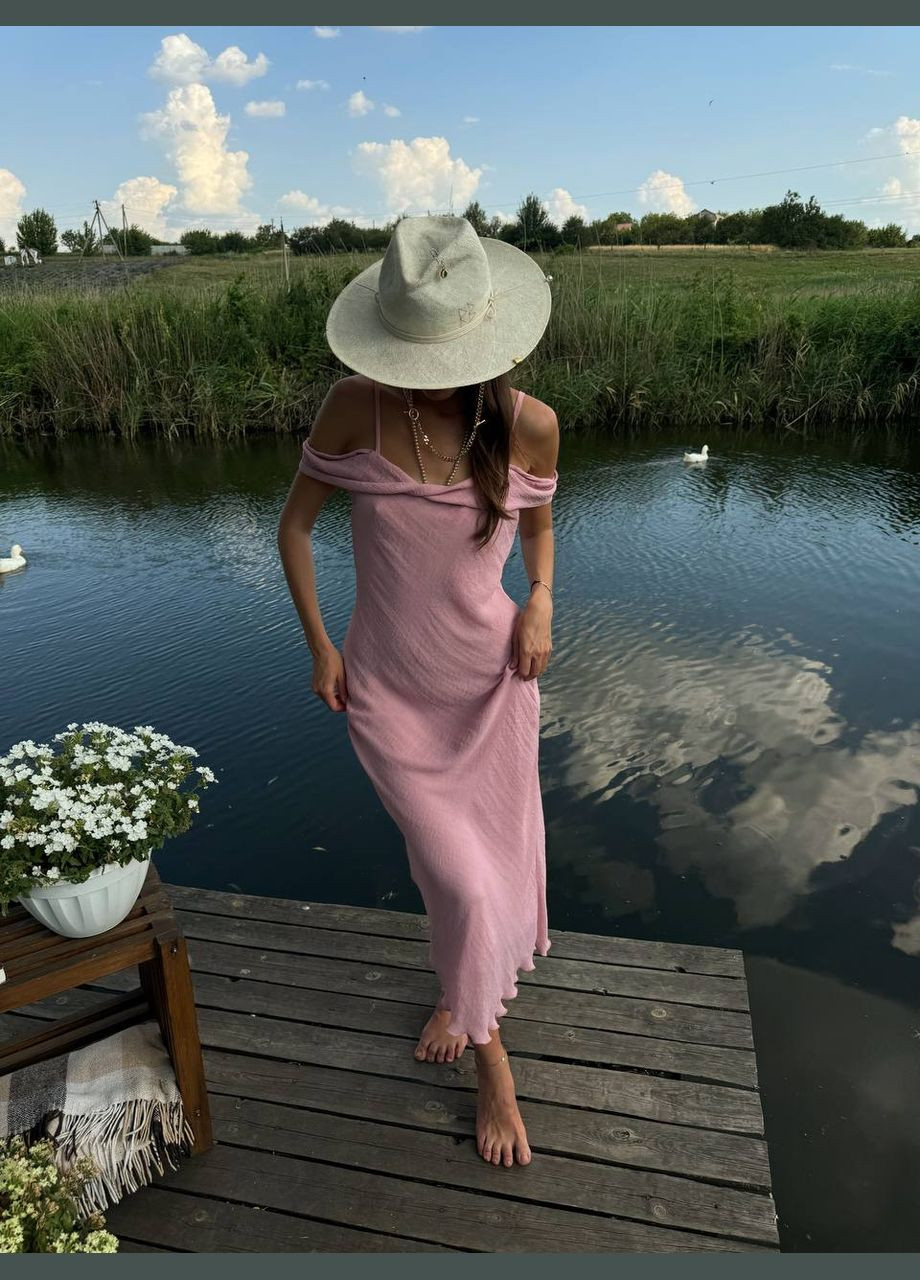 Рожева святковий, повсякденний, кежуал, коктейльна шифонова сукня з відкритими плечима з відкритою спиною Україна