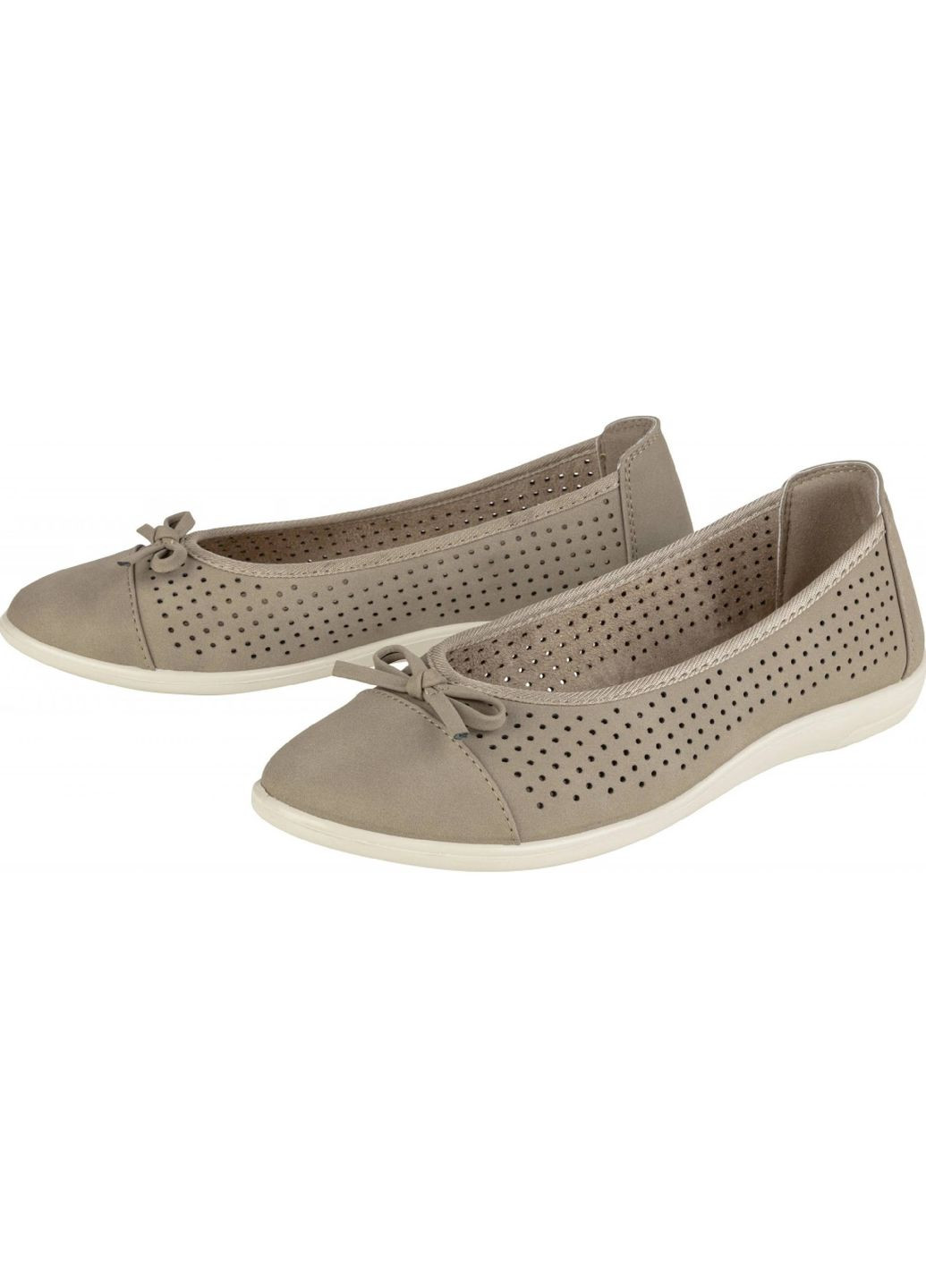 Жіночі жіночі балетки Esmara | бежеві однотонні перфорація, бант поліуретан (339072560)