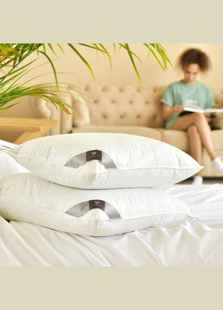 Подушка для сну пухова Natural 50% пух і 50% перо, бавовна ТМ 70х70 см IDEIA (275870844)
