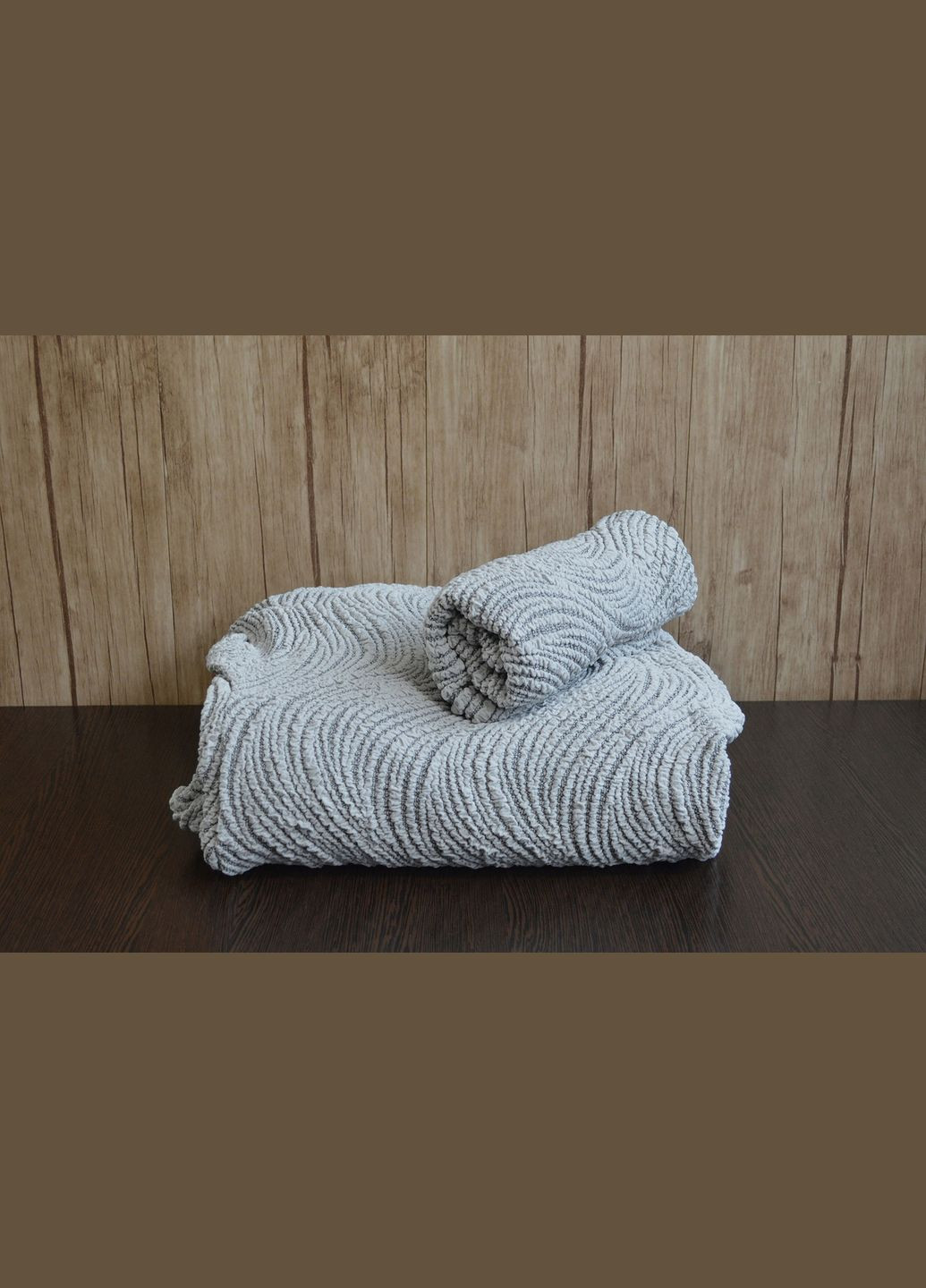 Жаккардовый чехол на диван Volna без юбки светло-серый Kayra (318387598)