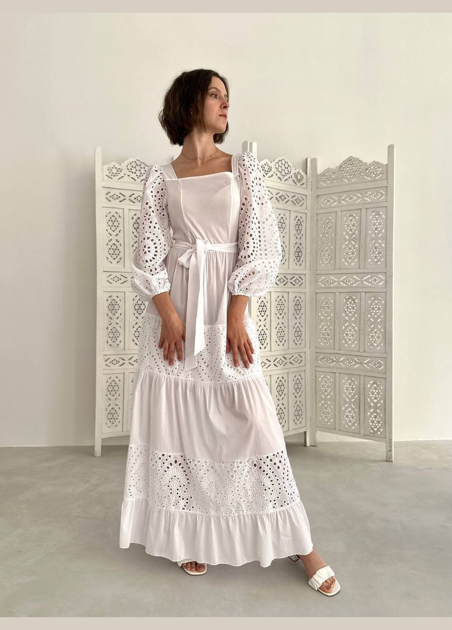 Белое повседневный платье женское Гермес однотонное