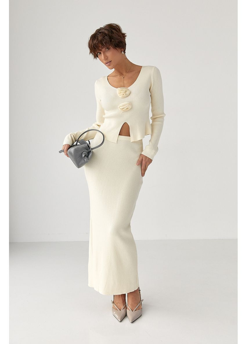 Приталенный костюм в рубчик из кофты и юбки Lurex Костюм-двойка (370377275)