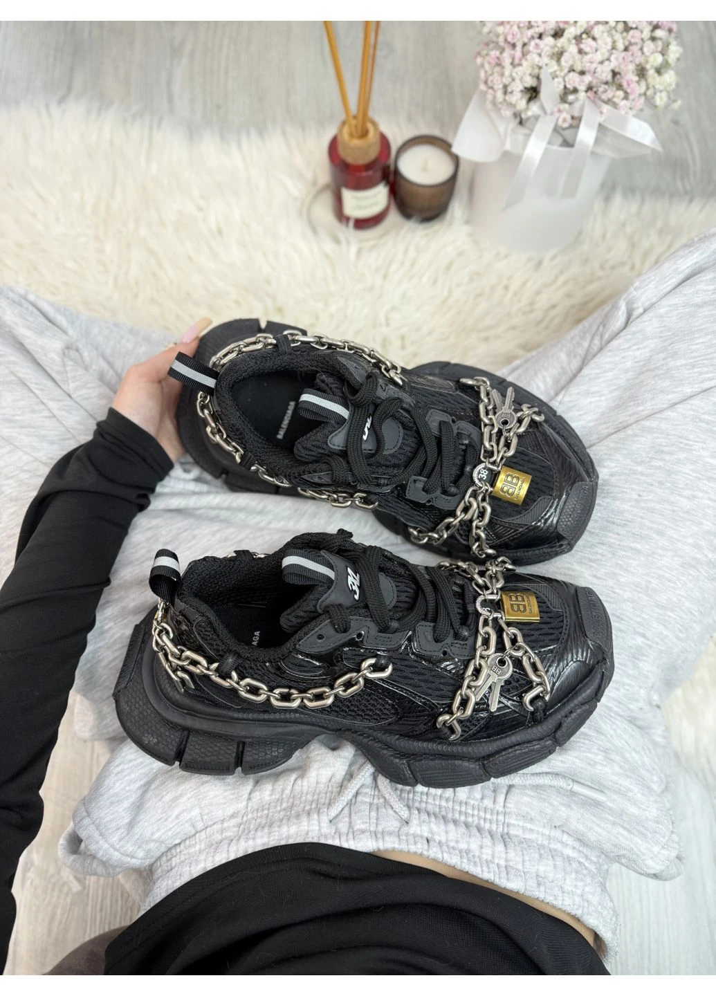 Чорні кросівки чоловічі balenciaga 3xl premium black gold баленсіага чорні демісезон No Brand