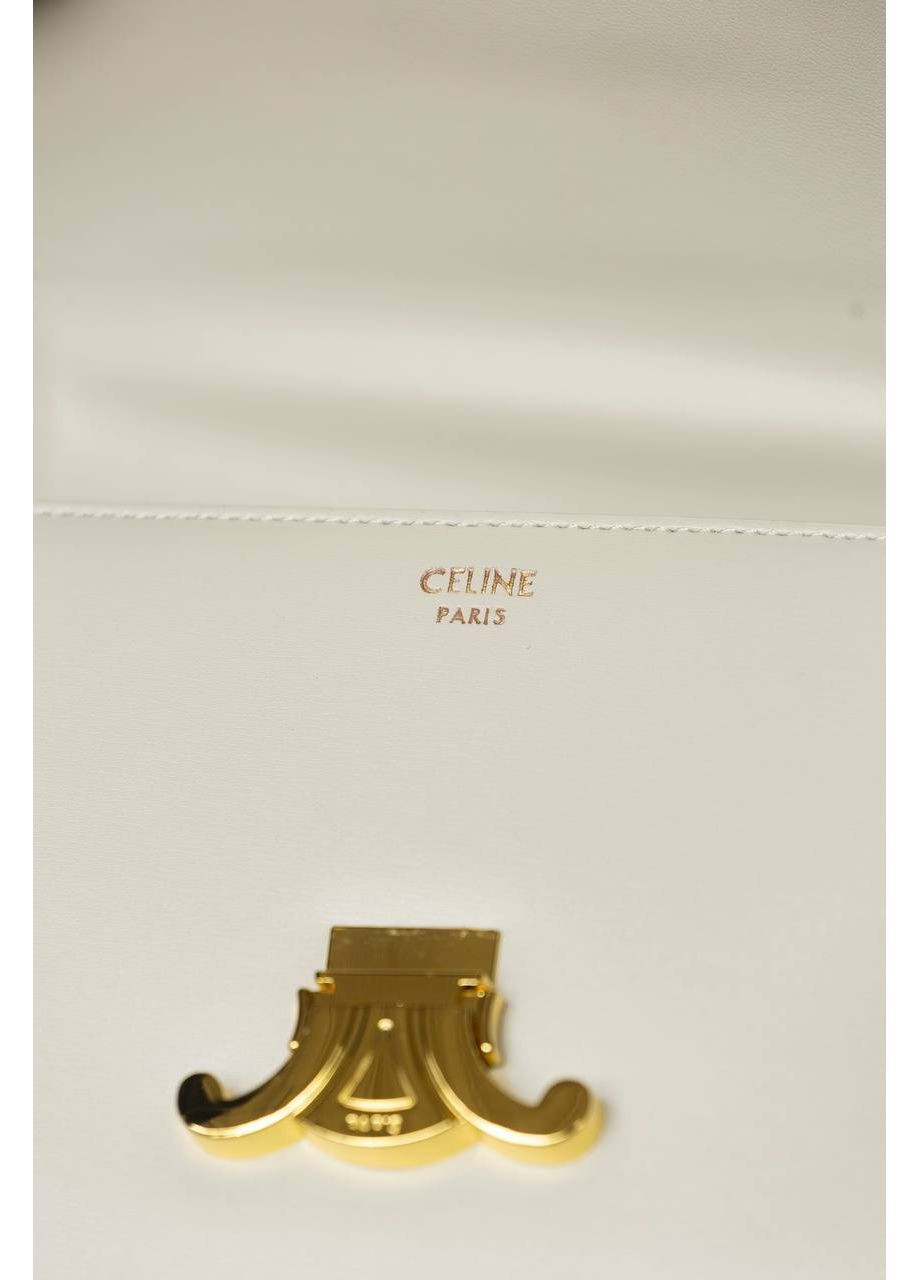 Шкіряна сумка Celine Teen Triomphe Bag in Shiny Calfskin Cream/Gold молочний крос боді Селін класична No Brand (368672132)