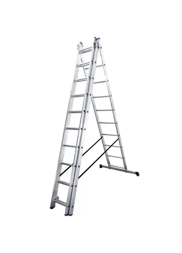 Алюмінієва драбина Triomax (3х10 сходинок) універсальна 3-секційна (25744) VIRASTAR (330625227)